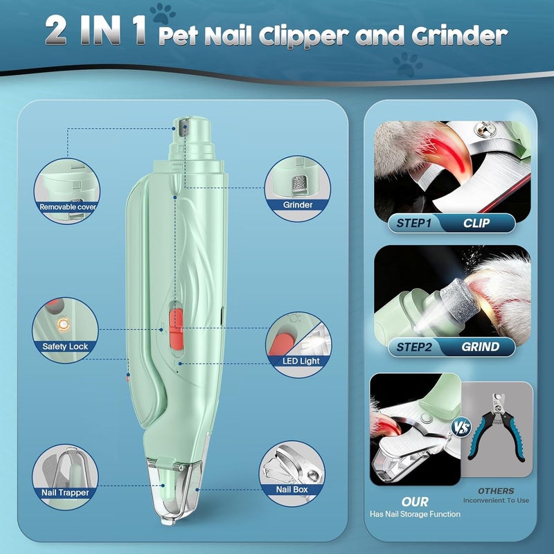 Picky zoom 2-in-1 Dog & Cat Nail Clippers and Grinder with Light – Upgraded Safety Guard to Avoid Overcutting, Sharp Blade, Painless Quiet Pet Nail Claw Trimmers, Professional Grooming Tool for Large Small Pets - Image 2